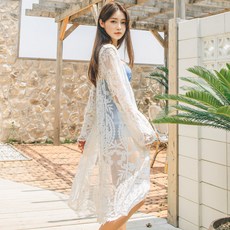 女款夏季長版透膚開襟衫