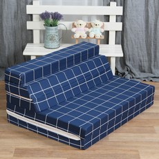 조은집 순면 5단 접이식 매트리스 소파베드, 네이비체크, 7.5cm