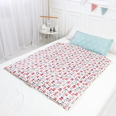 Coney Island 乳膠午睡被睡墊枕芯組+防水收納袋(隨機出貨), 藍色(睡墊)+英格蘭公車款(被子)