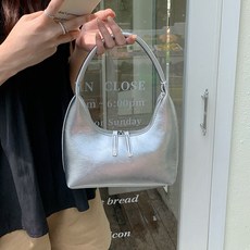 PEONIST 法式迷你半月托特肩揹包, 銀色