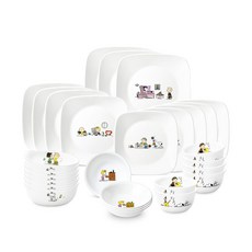 Corelle Brands 康寧餐具 Snoopy The Home 6人韓式方形餐具組 28p, 混合顏色, 28種