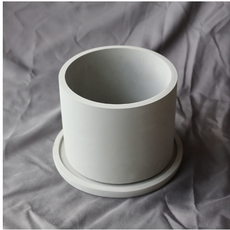 Daim 極簡主義水泥圓柱花盆 + 托盤套組, 灰色(花盆), 1個