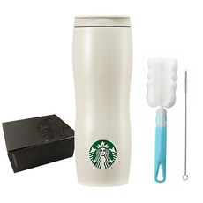 STARBUCKS 星巴克 SS Concord保溫杯+洗滌刷組+包裝禮盒, 白色(保溫杯)+隨機出貨(杯子清潔刷)+單色(吸管清潔刷), 591ml