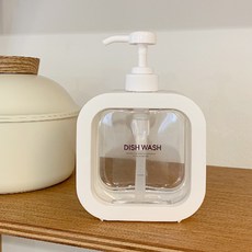 뉴앤룩 커버 슬림 젤타입 주방세제 디스펜서 리필용기 300ml + 디시워시 라벨 세트, 화이트, 1세트