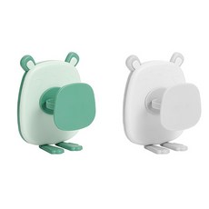 生活蝴蝶 圓滾滾簡約可愛小熊牙刷架 2件組, 1套, 綠色, 白色