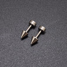 젤루나 전체써지컬 실버 뾰족 원뿔 바벨 볼 편한잠금볼 피어싱 P-381 2p