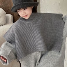 Uvely 女童用 Mangta 高領針織毛衣 斗篷 披風 圍巾 圍脖