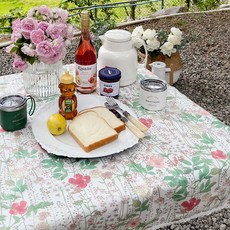 앤코튼 순면 숲속 멜로디 레이스 방수 테이블보, 직4인(105x180), 핑크, 직4인(105 x 180 cm)