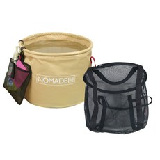 NOMADE 洗碗盆 28L+網袋組合, 象牙白(籃子), 黑色(網袋)