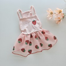 狗狗草莓連身裙, 1個, 粉紅色