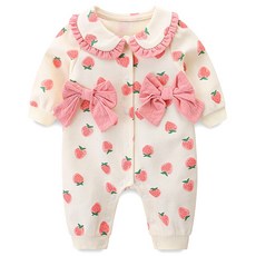 엠케이 유아용 상큼딸기 리본 우주복