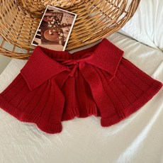 U-vely 女童用 A-coat 蕾絲綁帶針織披肩斗篷