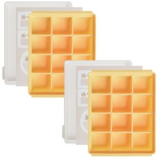 BABY&I 12格嬰兒副食品矽膠分裝保鮮盒+貼紙組 2入, 芥末黃