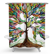 彩色樹浴室浴簾 L06 款式1 180 x 200 cm, 1個