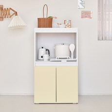 포더홈 보우 주방 수납장 렌지대 600 방문설치, 버터크림, 2단