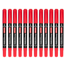 TUKOVY ZEYAR 雙頭CD油性簽字筆, 12個, 紅色