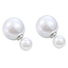 ENCLAIR 女性兩用雙珍珠耳環 白色