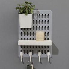 벽걸이 보드 M + 수납함 2종 + 후크걸이 5p, 1개, 그레이 + 화이트
