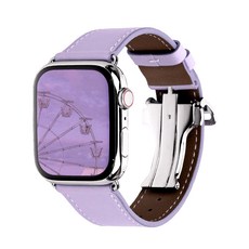 케이안 애플워치 호환 가죽 디버클 스트랩 밴드, 라벤더