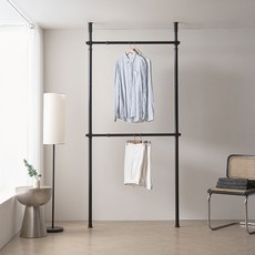 衣架專家 韓國製造 基本款 雙層掛衣架 38mm, 黑色