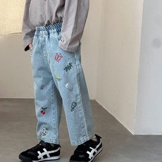 Hararoy 女童刺繡亮點鬆緊丹寧褲