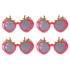 LivingDA 草莓眼鏡 4入, 1組, 紅色