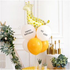 金色長頸鹿Happy Birthday To You氣球插座組, 混合色, 3套