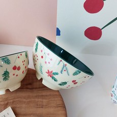 rice 聖誕印花兒童餐碗 M號, Poinsettia款, 1入