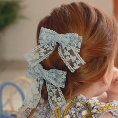 LuckyBambine 女童用粉彩夏日蕾絲髮夾 2入