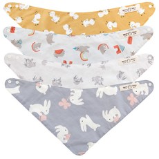 ggoom duboo 動物印花超細纖維三角圍兜4件組