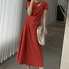 마켓에이 여성용 소프트 펀칭 슬림 롱 원피스