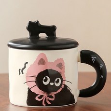 Modern 黑貓杯 360ml + 附蓋套組 9.5 x 8 cm YJ696, B, 1套