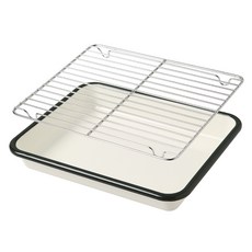 EJIRY Nordic Andante 琺瑯方形托盤 + 濾網組, 1套, 深綠色