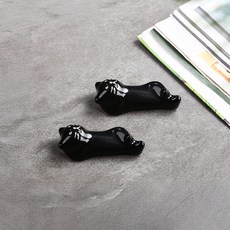 Modernat 慵懶動物朋友陶瓷筷匙架, 2個, 黑色貓咪