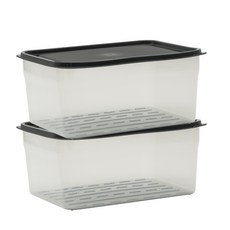 SAENGHWALEN Malrang Fit黑色冷凍庫收納容器 2950ml, 2件, 1個