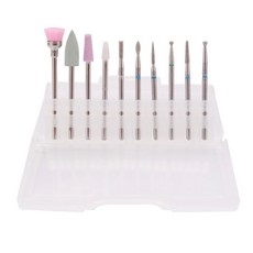 灰色摩登美甲鑽頭用鑽頭 10種組, 混色, 1套