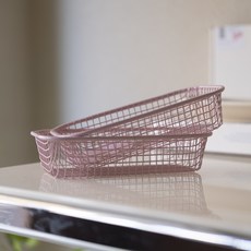 Villat 粉彩迷你長方形鐵製籃 16.5 x 8.5 x 3.5 cm, 2個, 粉紅色