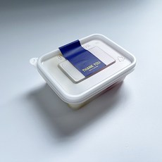 Tina Picnic 迷你半透明3格一次性容器 20入 + 感謝貼紙 藍色 20入 套組, 1套, 一次性容器 + 貼紙