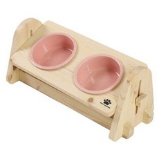 클린온 각도 높이 조절 가능한 원목 도자기 반려동물 전용 밥그릇 2구, 혼합색상, 1개
