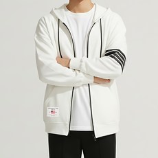 NEOZZANG YTCLOSET 男女通用四線條紋特殊雙面連帽拉鍊外套