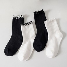 아이뿜 여아용 깔끔한 모노 프릴 양말 4종 세트 J17