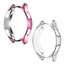 SPACE SHIELD Galaxy Watch4 Classic 防撞TPU保護殼 2件組, 玫瑰粉, 透明, 2個