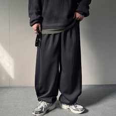 Meosidda 男款長版/短版剪裁寬版抽繩氣球褲