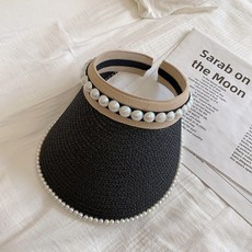 보나라온 여성용 진주 라탄 썬캡