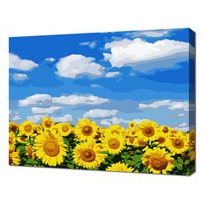 ECO SOLE 自助油畫 藍天下的向日葵 DIY風景畫 30 x 40 cm, 19色, 1個