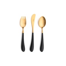 큐티폴 엘리스 키즈 디너 커트러리 3종 세트, 블랙골드, 3개