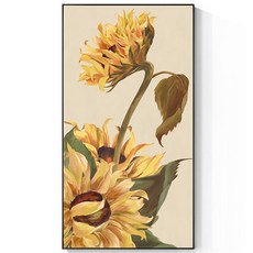 모던지 긴 해바라기 그림 액자 YJ073 C, 블랙