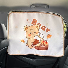 DAEHAN MOL 車用遮陽板 汽車遮光窗簾 軌道型, 1個, 甜蜜小熊