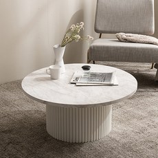 잉글랜더 홀리데이 템바보드 좌식 원형 거실 소파 테이블 800 방문설치, 마블화이트
