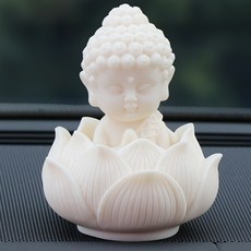 Alleophom 奉安追思用迷你佛像蓮花擺件 L261-0114, 白色(L261-0114WFR)
